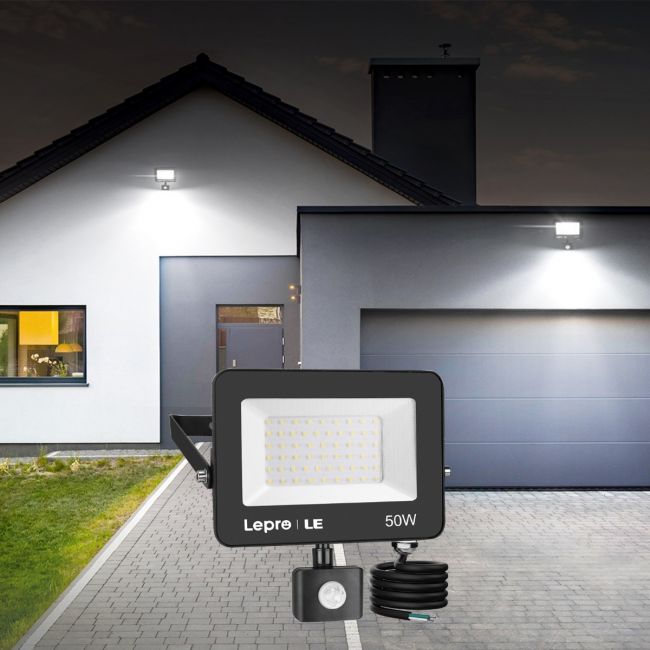 Lepro Security Lights Outdoor Motion Sensor 50W PIR Sensor Light