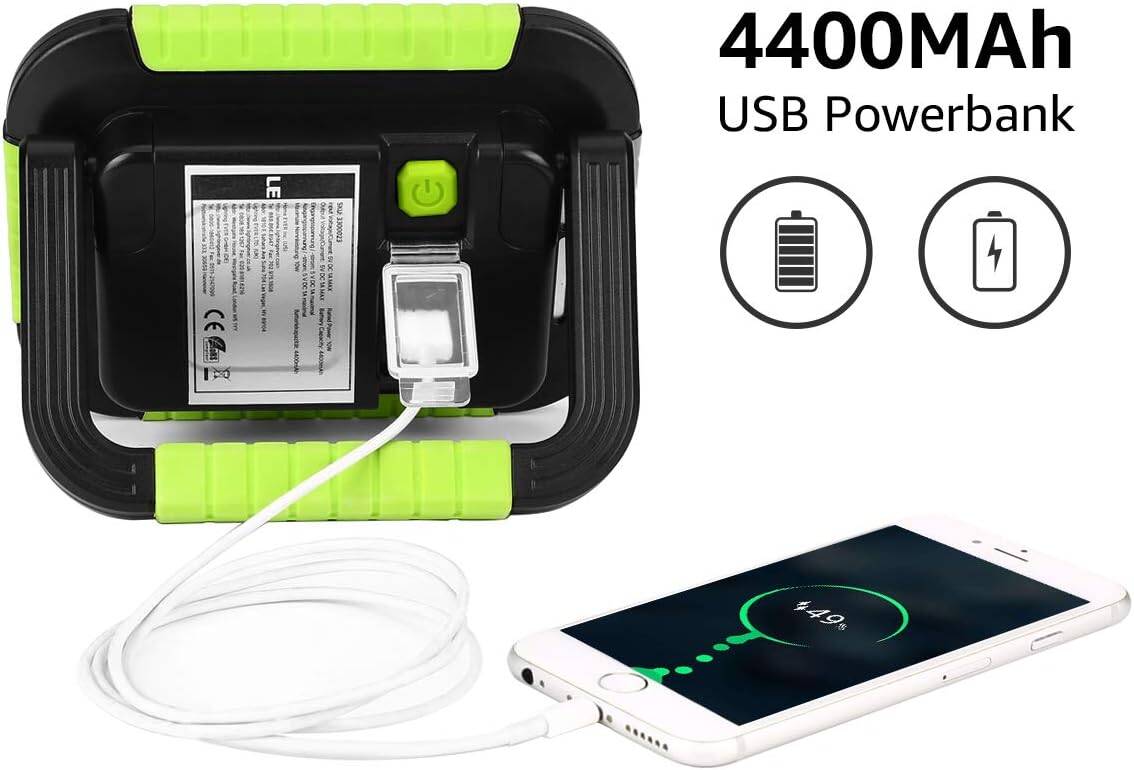 Faretto LED portatile 30W 3000LUMEN 6500K a Batteria LITIO 3,7VDC 10,0AH  POWERBANK RICARICABILE Cavetto USB ricarica incluso CE