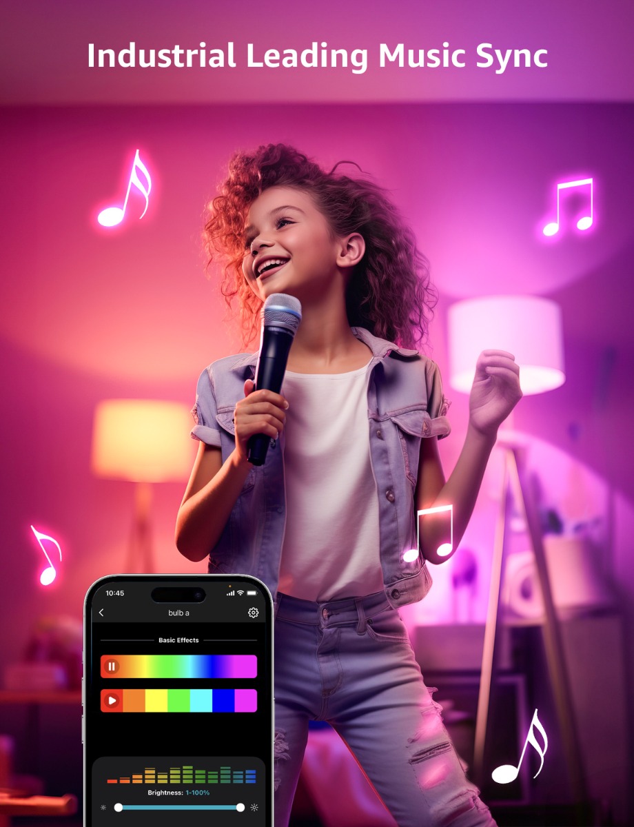 AI Smart Bulb Bayonet, Colour Changing WiFi Bulbs, Music Sync