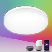 LE Smart LED Ceiling Light 15W 1250lm, App or Voice Control, White and Colour Ambiance, IP54 Waterproof, Compatible with Alexa and Google Home, No Hub Required (2.4GHz WiFi, RGB 2700K - 6500K)