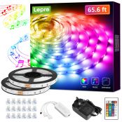 Lepro 20M LED Strip Lights Music Sync, RGB Colour Changing Light Strips with Remote and Control Box, 600 Bright 5050 LEDs, Dimmable LED Lights for Bedroom, Kitchen, Party and Christmas (2x10M)
