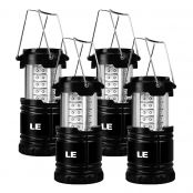 4 Pack Portable Camping Lantern, 30 LED, Battery Operated, Water Resistant