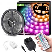 2 Pack Outdoor LED Strips Lights 5M Kit, IP65 Waterproof, Plug and Play, RGB Colour Changing, Dimmable 5050 Light Strip for Garden Party Decoration [Energy Class A+]