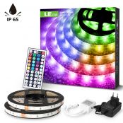 LE Waterproof LED Lights Strip 10M, Dimmable, RGB Colour Changing, SMD 5050 LED Rope Lighting for Indoor and Outdoor Decoration (2 x 5 Metres)