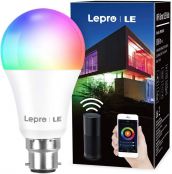Lepro WiFi Smart Bulbs B22, APP or Voice Control LED Bayonet Bulbs, Compatible with Alexa and Google Home, RGB + Warm to Cool White, Dimmable, 9W = 60W, No Hub Required (2.4GHz Only)