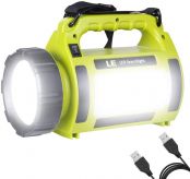 LE Rechargeable Camping Lantern, 1000 Lumen CREE LED Torch, 5 Modes Outdoor Searchlight with Power Bank, Water Resistant Work Light for Hiking, Fishing, Power Cuts, Emergency and More