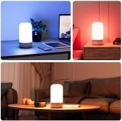 Lepro Bedside Table Lamp, RGB Colour Changing LED Night Light, Dimmable Warm to Cool White Bedside Lamps, Multicolour Touch Mood Lamp for Bedroom, Nightstand, Kids and More