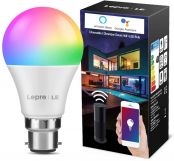 LE WiFi Smart Bulb B22, RGB Warm White LED Bayonet Bulbs, Works with Alexa and Google Home, APP or Voice Control, Dimmable Colour Changing Light Bulb, 9W = 60W, No Hub Required (2.4GHz Only)