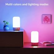 Lepro Bedside Table Lamp, RGB Colour Changing LED Night Light, Dimmable Warm to Cool White Bedside Lamps, Multicolour Touch Mood Lamp for Bedroom, Nightstand, Kids (Wood)