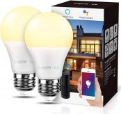 Lepro E27 Smart Bulb, WiFi Smart Light Bulb, Works with Alexa and Google Home, Dimmable LED Bulb Screw, 9W = 60W, Warm White 2700K, 806lm, App and Voice Control, No Hub Required, Pack of 2