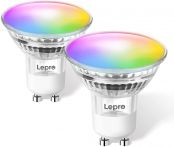 Lepro WiFi Smart Bulb GU10, RGB and Warm to Cool White LED Spotlight Bulbs, Dimmable Colour Changing, 4.5W = 50W, Compatible with Alexa and Google Home, No Hub Required, Pack of 2 (2.4GHz Only)
