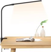 Lepro Desk Lamp, LED Desk Lamp with Clamp, Eye Caring Dimmable Table Lamp, 3 Lights Modes x 10 Brightness Levels, USB Clip on Reading Lamps for Office, Crafts, Bedside, Study and More