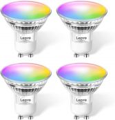 Lepro WiFi Smart Bulb GU10, RGB and Warm to Cool White LED Spotlight Bulbs, Dimmable Colour Changing, 4.5W = 50W, Compatible with Alexa and Google Home, No Hub Required, Pack of 4 (2.4GHz Only)