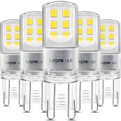 Lepro G9 LED Bulbs Cool White, Equivalent to 28W 30W G9 Halogen Bulbs, 6000K Daylight White LED G9 Light Bulbs, 2.6W, 320lm, Energy Saving G9 Cool White LED Capsule Bulb, Non Dimmable, Pack of 5