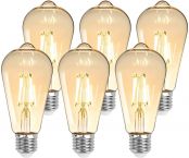 Lepro E27 Vintage Light Bulbs, LED E27 Screw Bulb, 40W Halogen Bulb Equivalent, 4.8W LED Filament Light Bulb, Antique Style Retro LED Bulbs for Pendant Light and More, ST64, 2500K, Pack of 6