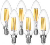 Lepro E14 LED Light Bulb, LED Candle Bulbs Small Screw, 4.5W, 470lm, 40W Incandescent E14 Bulb Equivalent, Vintage Filament SES E14 LED Bulbs, Warm White 2700K for Chandeliers and More, Pack of 6