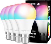 Lepro Smart Bulb, B22 Bayonet Smart Light Bulb, Colour Changing LED Bulb, Dimmable Warm White to Cool Daylight WiFi Bulb, Works with Alexa and Google Home, 9W, 806lm, RGBCW, Pack of 4 (2.4GHz Only)