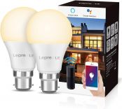 LE Smart Bulb, B22 Smart Light Bulb Bayonet, Works with Alexa and Google Home, Dimmable App and Voice Control WiFi LED Bulbs, 9W = 60W, 806lm, Warm White 2700K, No Hub Required, Pack of 2