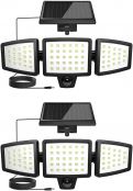 Lepro Solar Security Lights, Outdoor Motion Sensor Solar Lights with Separate Solar Panel, 3 Adjustable Head, 72 LED 270° Wide Angle, Waterproof Solar Flood Light for Yard Garage Pathway, Pack of 2
