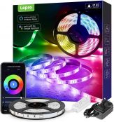 Lepro LED Strips Light with Remote, Voice Control, APP Control, Compatible with Alexa & Google Home, IP65 Waterproof, 5m LED Strip Light Decoration for Christmas, Wedding, Party and More(2.4GHz Only)