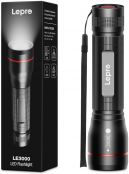 Lepro LED Torch, LE3000 Torch, Super Bright, 5 Lighting Modes, Zoomable, Water Resistant, Adopted by Osram P9 LED, Powered by AA Battery, for Outdoor Use & Indoor Emergency Use