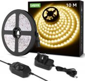 Lepro 10M LED Strip Lights, Warm White 3000K, 600 LEDs, 1800lm Dimmable Flexible LED Tape for Bedroom Hallway Stair Cupboard Cabinet and More (UK Plug and Dimmer Switch Included)
