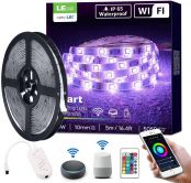 LE LED Strips Lights, Alexa Voice Control, Lampux Smart WiFi Wireless APP Control, Work with Alexa & Google Home, 5m LED Strip Lights Decoration for Christmas, Wedding, Party and More(2.4GHz Only)