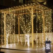 Lepro 306 LED Curtain Fairy Lights Plug in, 3m x 3m Warm White Gazebo Lights, 8 Modes Outdoor String Lights Mains Powered for Outside, Garden, Pergola, Party, Summer House, Christmas and More