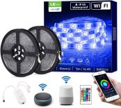LE LED Strip Lights with Remote 10m, Alexa Voice Control, Lampux Smart WiFi Wireless APP Control, Work with Alexa & Google Home, IP65 Waterproof, Decoration for Wedding, Party and More (2.4GHz Only)