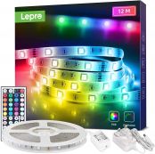 Lepro 12M LED Strip Lights, RGB Colour Changing LED Lights for Bedroom, TV, Party and Christmas, Remote Control SMD 5050 LED Tape Lighting with 24V Power Supply