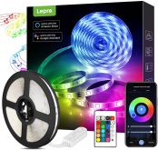 Lepro LED Strip Lights 5m, Works with Alexa and Google Assistant, Smart WiFi RGB LED Light with Remote, APP Control, Music Sync Colour Changing for Bedroom, Living Room, Home, Party, 120 LED Beads