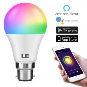 WiFi Smart Light Bulb, 9W RGBW B22 LED Bulb, Dimmable, Colour Changing, Time Schedule, No Hub Required, Work with Alexa, Google Assistant and IFTTT