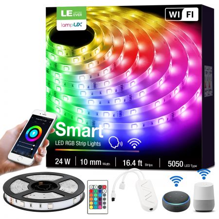 5M Smart RGB LED Strips Lights, Wifi LED Strips, Alexa - Lepro