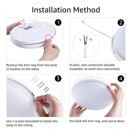 24w Led Flush Mount Ceiling Light 2200lm Ip54 Waterproof Neutral White 4000k Lepro