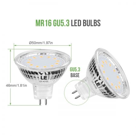 Non Dimmable Lighting EVER LE MR16 GU5.3 LED Light Bulbs 3.5W 350lm 35W Halogen Equivalent 120 Degree Beam Angle LED Bulb Replacement for Recessed Lighting 5000K Daylight White Full Glass Cover Pack of 10 