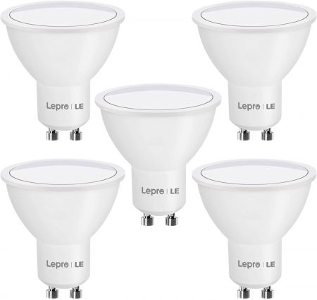 5 Pack GU10 LED Light Bulbs, White, 50W Halogen - Lepro