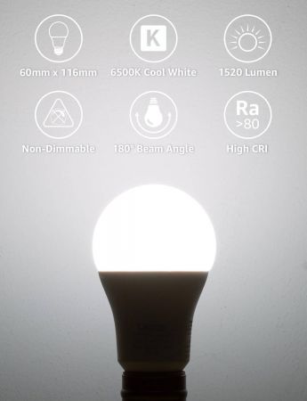 Lepro E27 Screw LED Bulbs 100W Incandescent Bulb Equivalent Daylight White 6500K 13.5W 1521lm Super Bright ES Bulb GLS Energy Saving Lightbulbs Non dimmable Pack of 6 Energy Class A