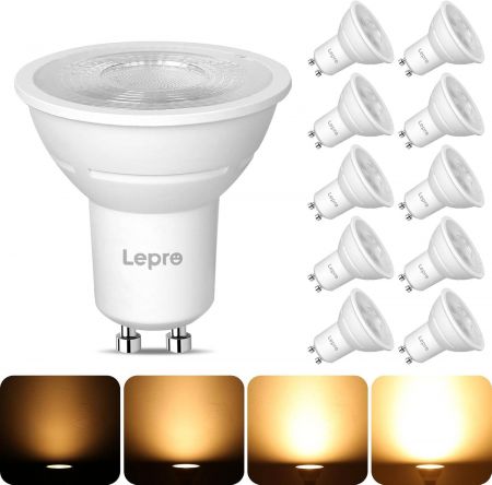 Lepro GU10 LED Bulbs Dimmable Warm White 2700K 4.5W 345lm 50W Halogen Spotlight Bulb Equivalent