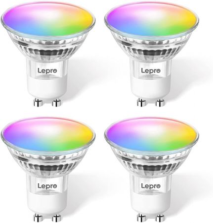 Lepro WiFi Smart Bulb GU10, RGB and Warm to Cool White LED Spotlight Bulbs, Dimmable Colour Changing, 4.5W 50W, Compatible with Alexa and Google Home, No Required, Pack of 2 (