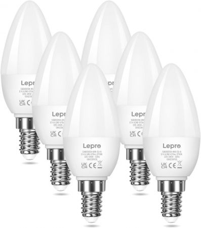 LE E14 LED Light Bulb LED Bulbs Small Screw 5.5W 470lm 40W Incandescent E14 Bulb Equivalent 2700K Warm White SES E14 LED Candle Bulbs for Chanderliers and More Non Dimmable Pack of
