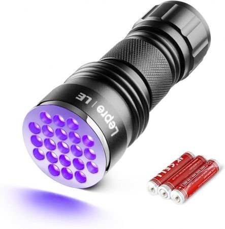 UV LED Torch 21 LEDs 395nm Backlight with Batteries LE