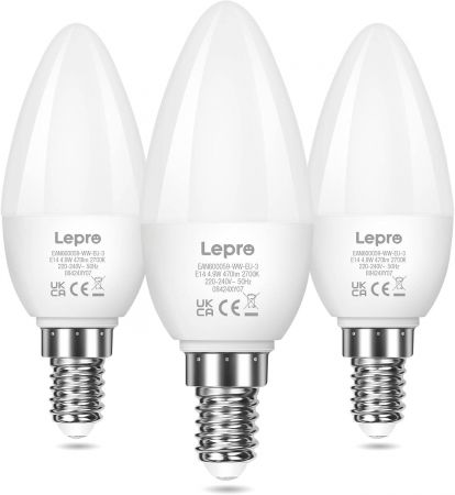 Lepro E14 LED Light Bulb Small Edison Screw SES Candle Bulbs 4.9W 470lm 40W Equivalent