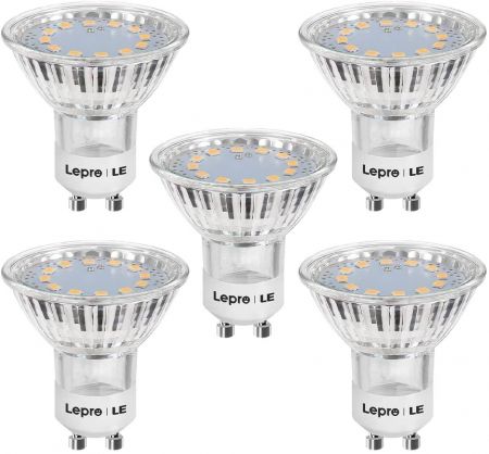 LE GU10 LED Bulbs 3W, 35W Bulb Equivalent, 250lm Energy Saving Lightbulb, Warm White 2700K, 120° Beam, Non-dimmable, Pack of 5