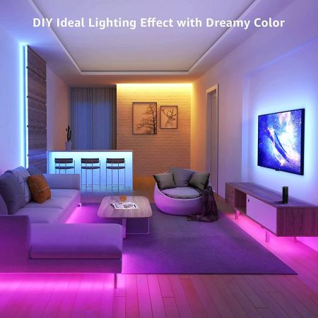 Lepro LED Lights Remote, Alexa Voice Control, Sync with Music, App Control, Compatible with Alexa, Google Home, 5m LED Strip Light, Decoration for House, Wedding Party and More(2.4GHz Only)