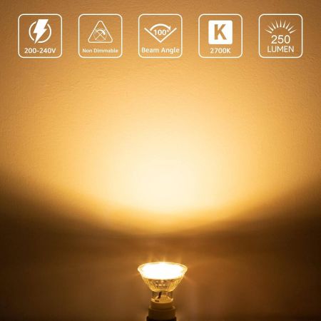 Gu10 led lamp 3w 250lm 2200k on sale