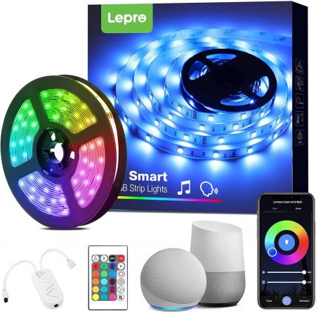 Lepro LED Strip Lights with Remote Alexa Voice Control Sync with Music App Control Compatible with Alexa Google Home 5m LED Strip Light Decoration for House Wedding Party and More 2.4GHz Only