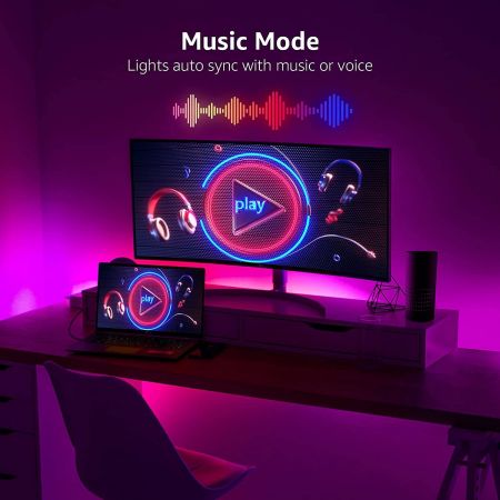 Lepro 10M Music Sync LED Strip Lights, Sensitive Built-in Mic