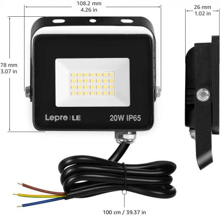 20W LED Floodlight Outdoor 1700LM LED Security Lights Waterproof