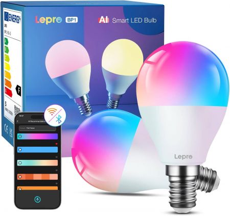 Lepro BP1 AI Smart Bulb E14 Voice Control Bluetooth WiFi Bulb Music Sync Golf Ball