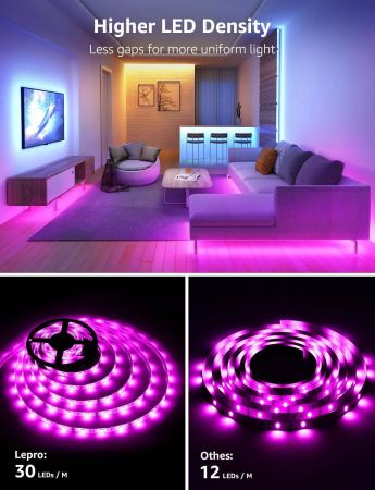 Lepro LED Strip Lights with Remote 10m Alexa Voice Control APP Control Compatible with Alexa Google Home RGB LED Strip Light IP65 Waterproof Decoration for Wedding Party 2.4GHz Only